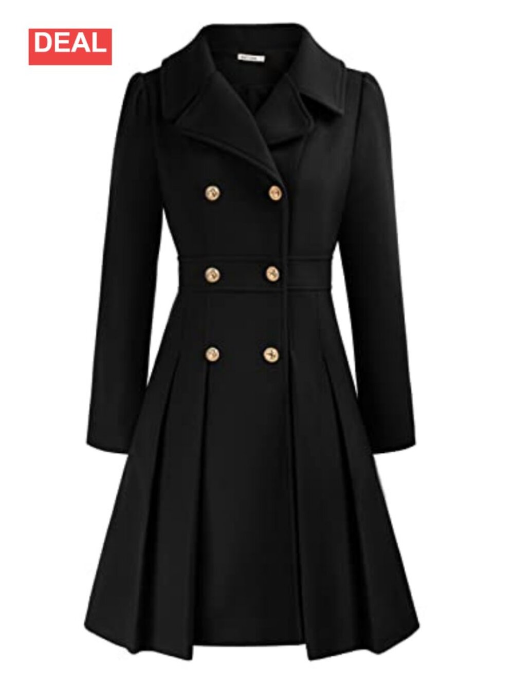 Women's Notch Lapel Double Breasted A-Line Trench Coat Pockets